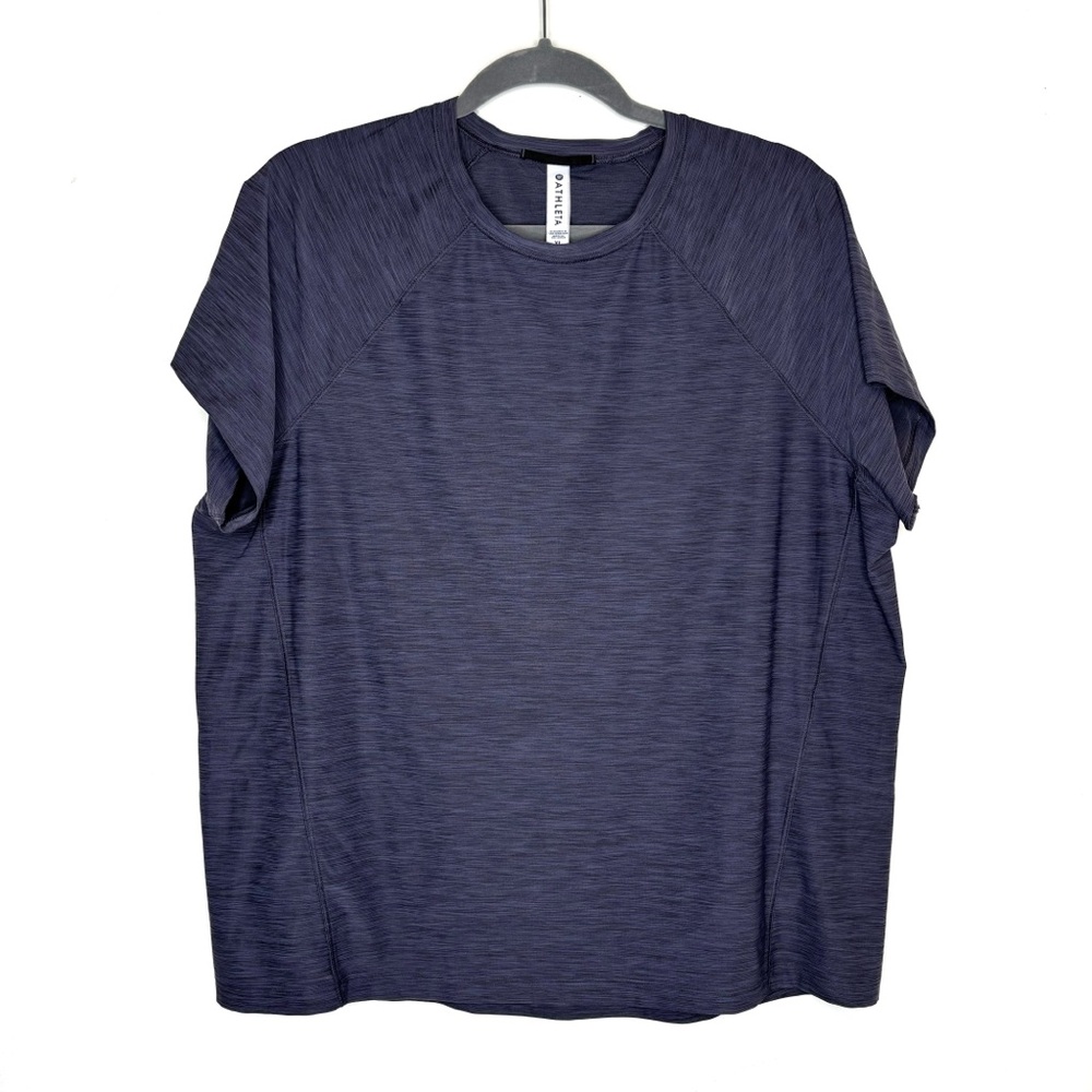Athleta Heathered Blue Black Workout Shirt Size 1X
